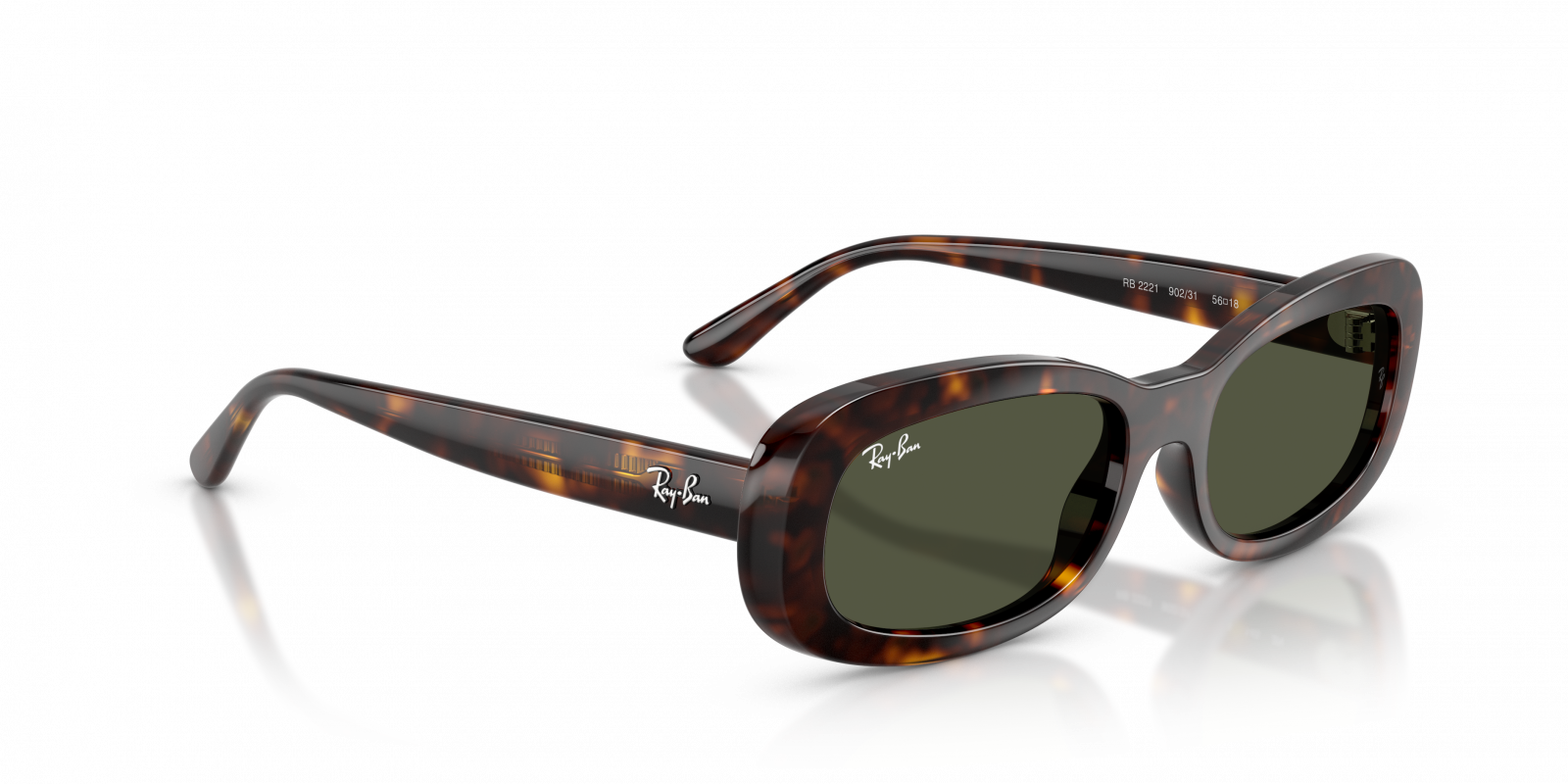 Ray-Ban RB2221 Oval Sunglasses in Green/Havana, side view