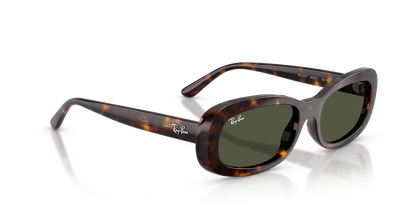 Ray-Ban RB2221 Oval Sunglasses in Green/Havana, side view