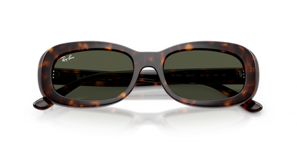 Ray-Ban RB2221 Oval Sunglasses in Green/Havana, angle view