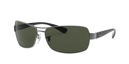 Ray-Ban RB3379 Rectangle Sunglasses in Green Gunmetal, back view