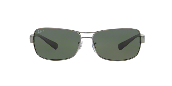 Ray-Ban RB3379 Rectangle Sunglasses in Green Gunmetal, front view