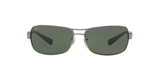 Ray-Ban RB3379 Rectangle Sunglasses in Green Gunmetal, front view