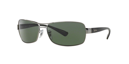 Ray-Ban RB3379 Rectangle Sunglasses in Green Gunmetal, angle view