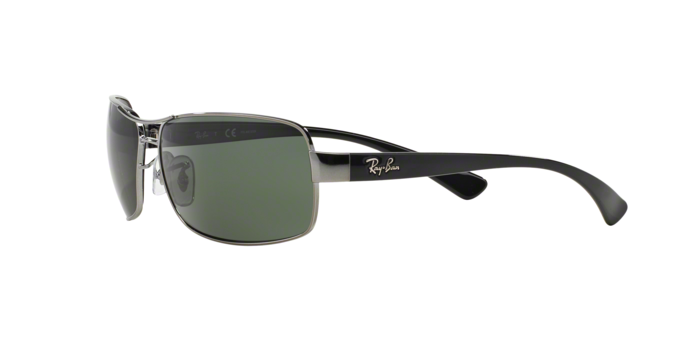 Ray-Ban RB3379 Rectangle Sunglasses in Green Gunmetal, side view