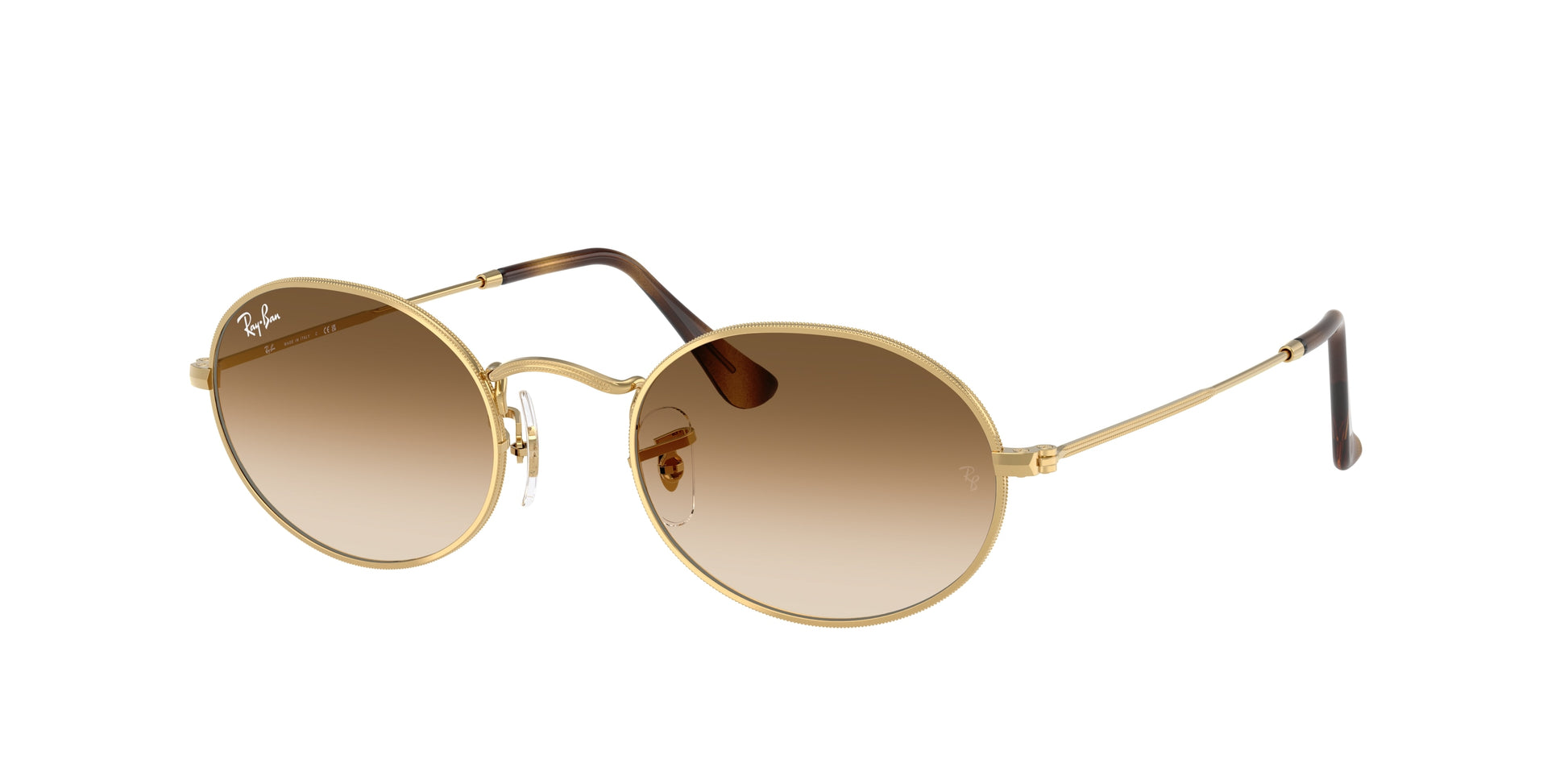 Ray-Ban RB3547 Oval Sunglasses in Brown Gold, back view