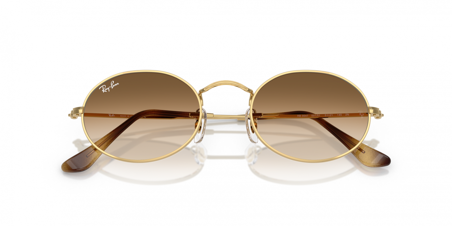 Ray-Ban RB3547 Oval Sunglasses in Brown Gold, side view