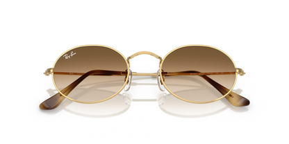 Ray-Ban RB3547 Oval Sunglasses in Brown Gold, side view