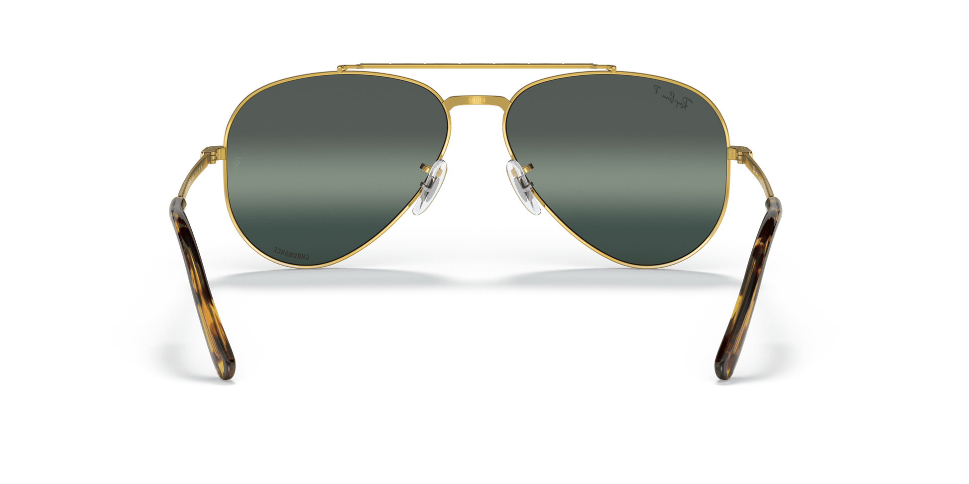 Ray-Ban RB3625 Aviator Sunglasses in Gradient Blue Lenses With Gold Frame, back view