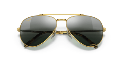 Ray-Ban RB3625 Aviator Sunglasses in Gradient Blue Lenses With Gold Frame, detail view