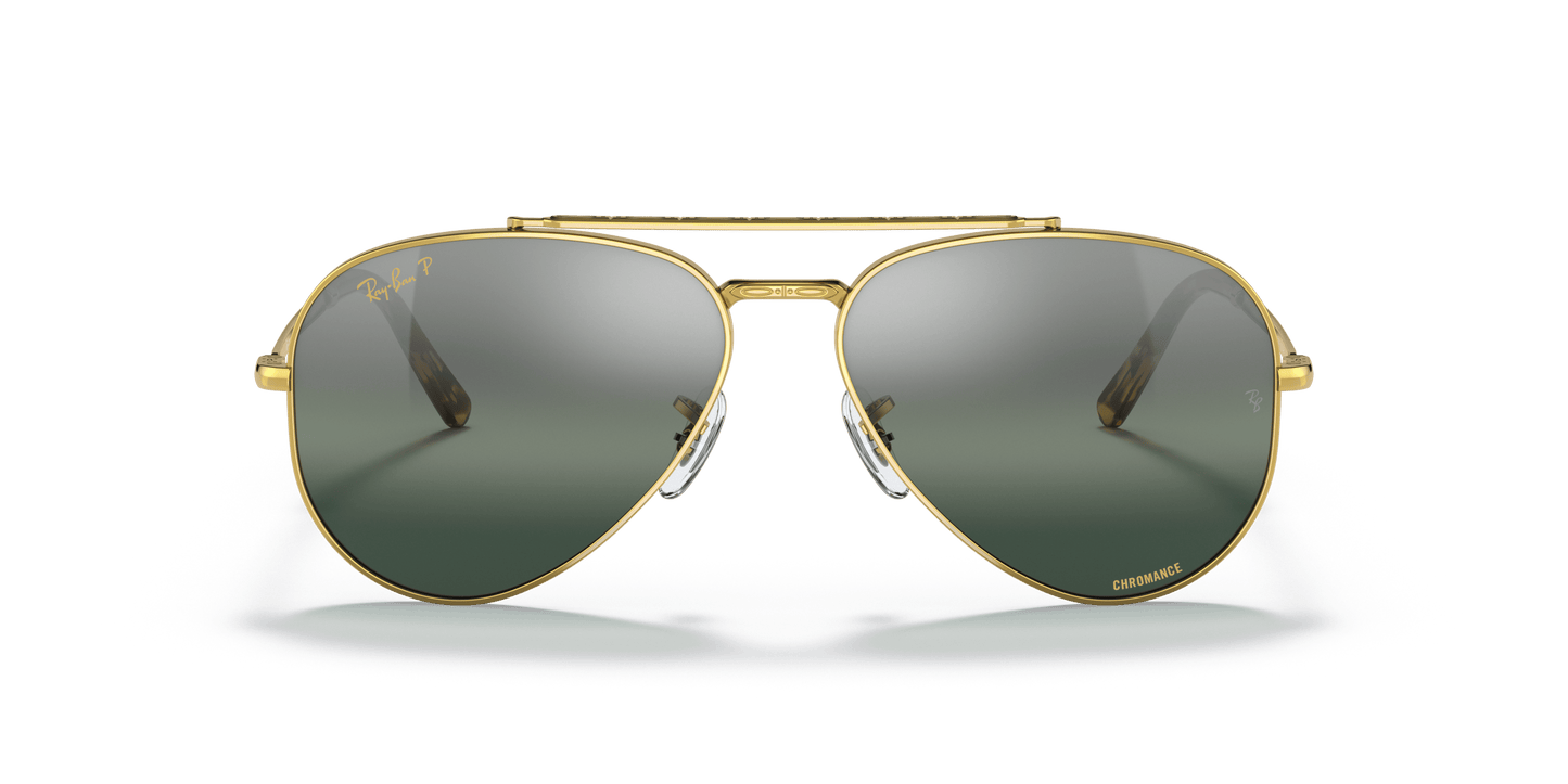 Ray-Ban RB3625 Aviator Sunglasses in Gradient Blue Lenses With Gold Frame, front view