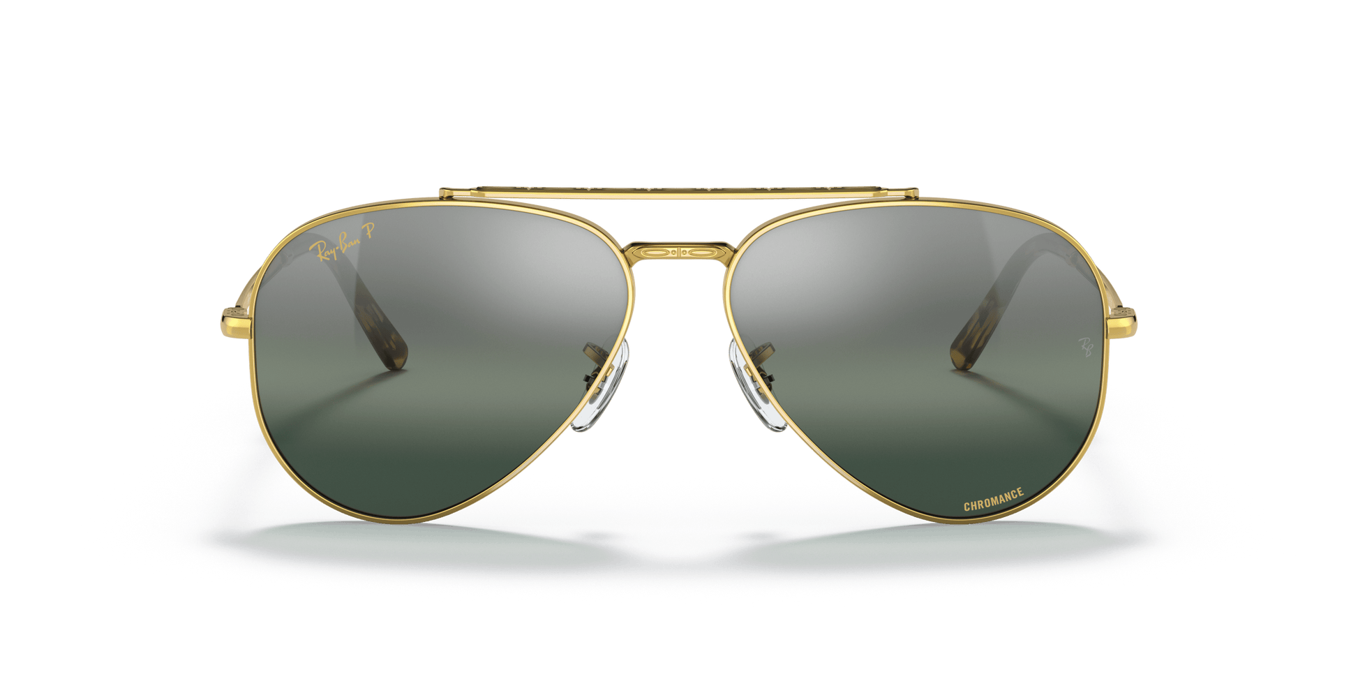 Ray-Ban RB3625 Aviator Sunglasses in Gradient Blue Lenses With Gold Frame, front view