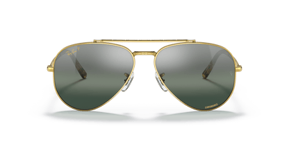 Ray-Ban RB3625 Aviator Sunglasses in Gradient Blue Lenses With Gold Frame, front view