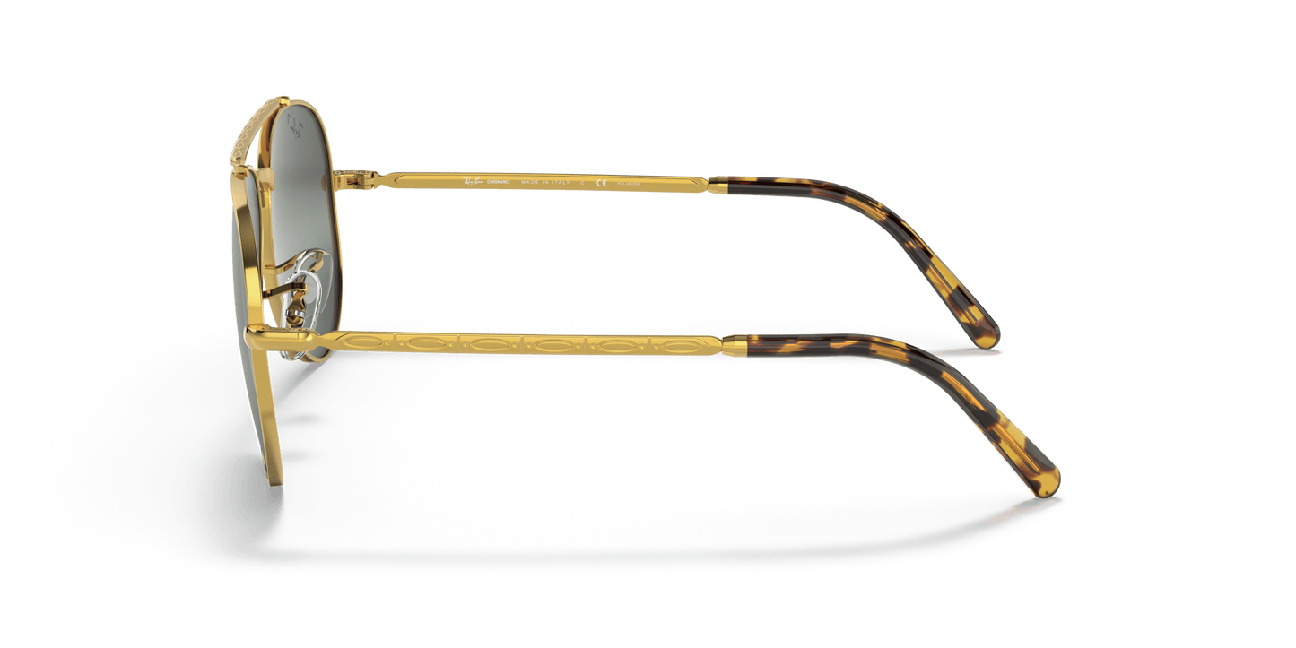 Ray-Ban RB3625 Aviator Sunglasses in Gradient Blue Lenses With Gold Frame, side view