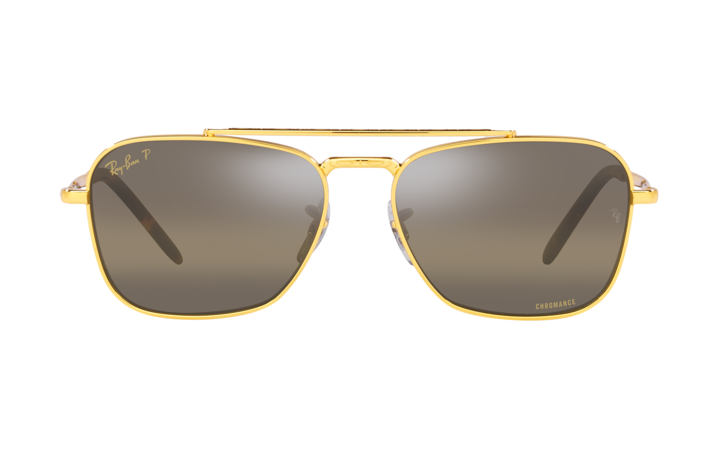Ray-Ban RB3636 Aviator Sunglasses in Dark Brown Chromance/Legend Gold, front view