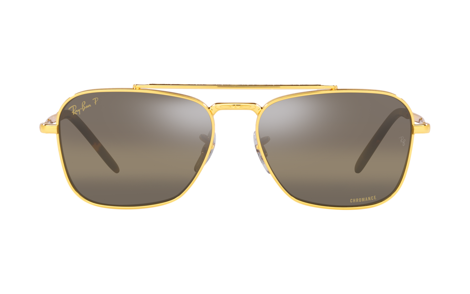 Ray-Ban RB3636 Aviator Sunglasses in Dark Brown Chromance/Legend Gold, front view