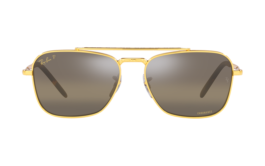 Ray-Ban RB3636 Aviator Sunglasses in Dark Brown Chromance/Legend Gold, front view