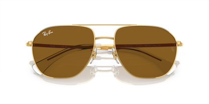 Ray-Ban RB3723I Square Sunglasses in Brown / Arista Gold, detail view