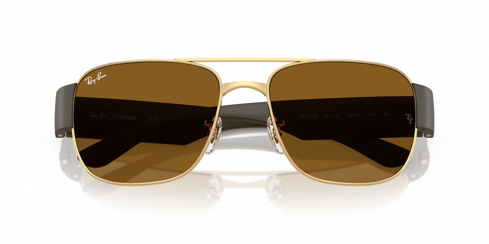 Ray-Ban RB3756 Square Sunglasses in Brown / Arista Gold, back view