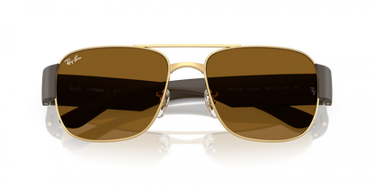 Ray-Ban RB3756 Square Sunglasses in Brown / Arista Gold, back view