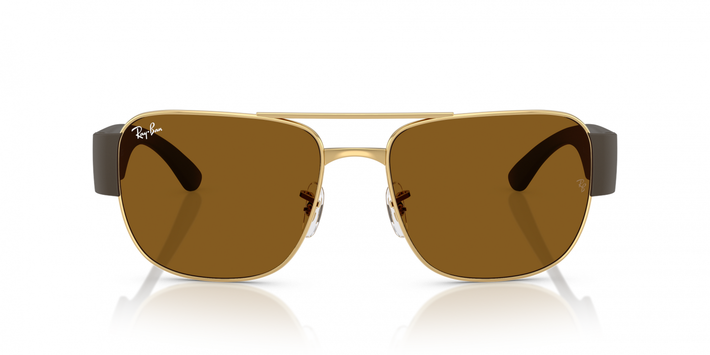 Ray-Ban RB3756 Square Sunglasses in Brown / Arista Gold, detail view