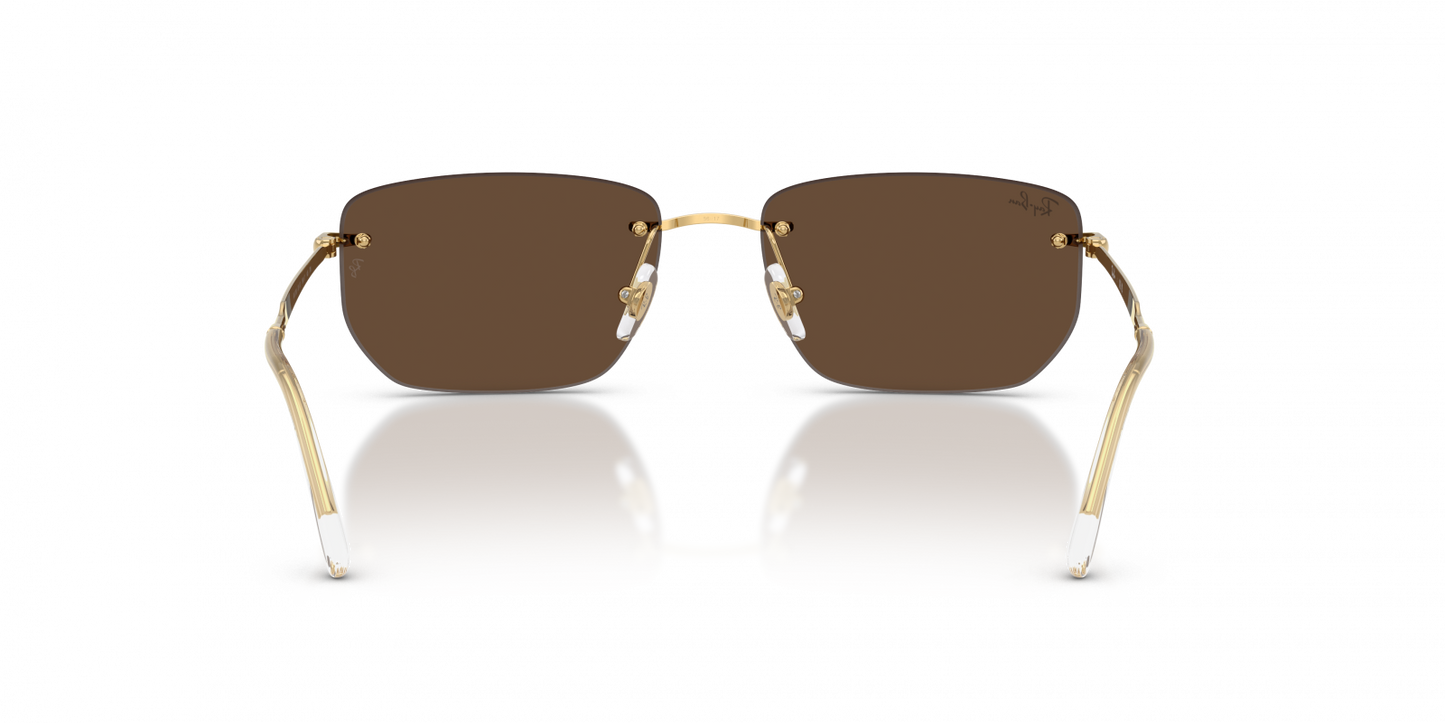 Ray-Ban RB3768 Geometric Sunglasses in Dark Brown/Arista Gold, angle view