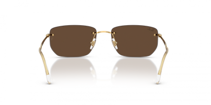 Ray-Ban RB3768 Geometric Sunglasses in Dark Brown/Arista Gold, angle view