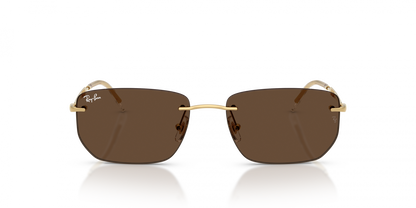 Ray-Ban RB3768 Geometric Sunglasses in Dark Brown/Arista Gold, side view