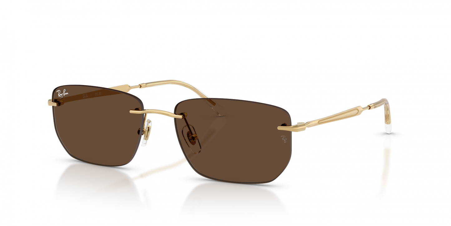 Ray-Ban RB3768 Geometric Sunglasses in Dark Brown/Arista Gold, back view