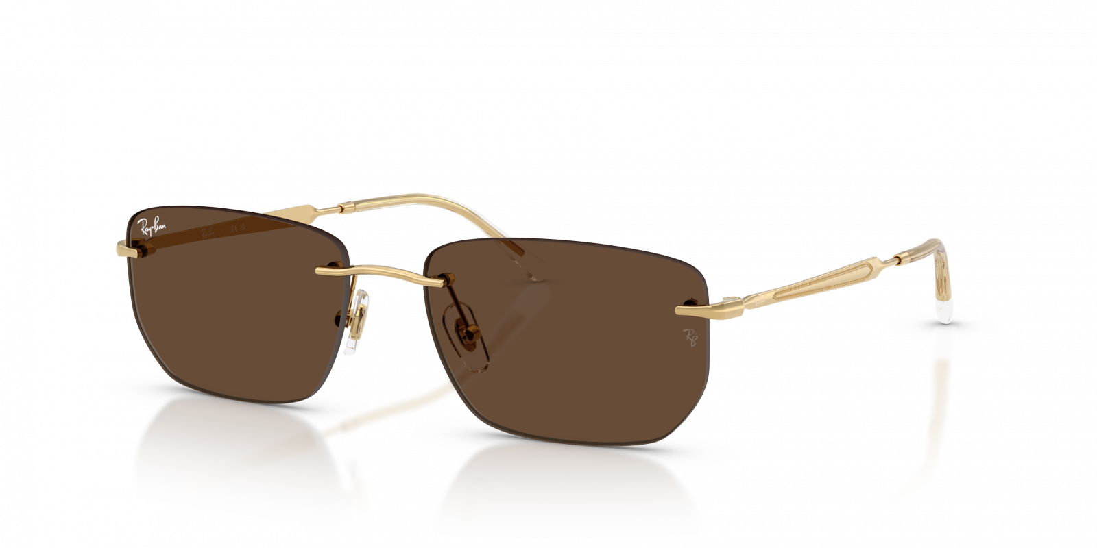 Ray-Ban RB3768 Geometric Sunglasses in Dark Brown/Arista Gold, back view
