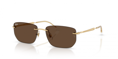 Ray-Ban RB3768 Geometric Sunglasses in Dark Brown/Arista Gold, back view