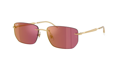Ray-Ban RB3768 Geometric Sunglasses in Dark Violet Mirror Red/Arista Gold, front view