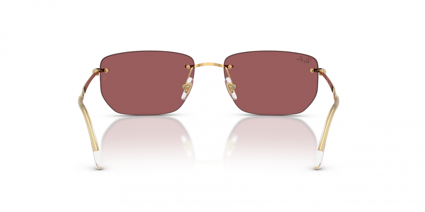 Ray-Ban RB3768 Geometric Sunglasses in Dark Violet Mirror Red/Arista Gold, angle view