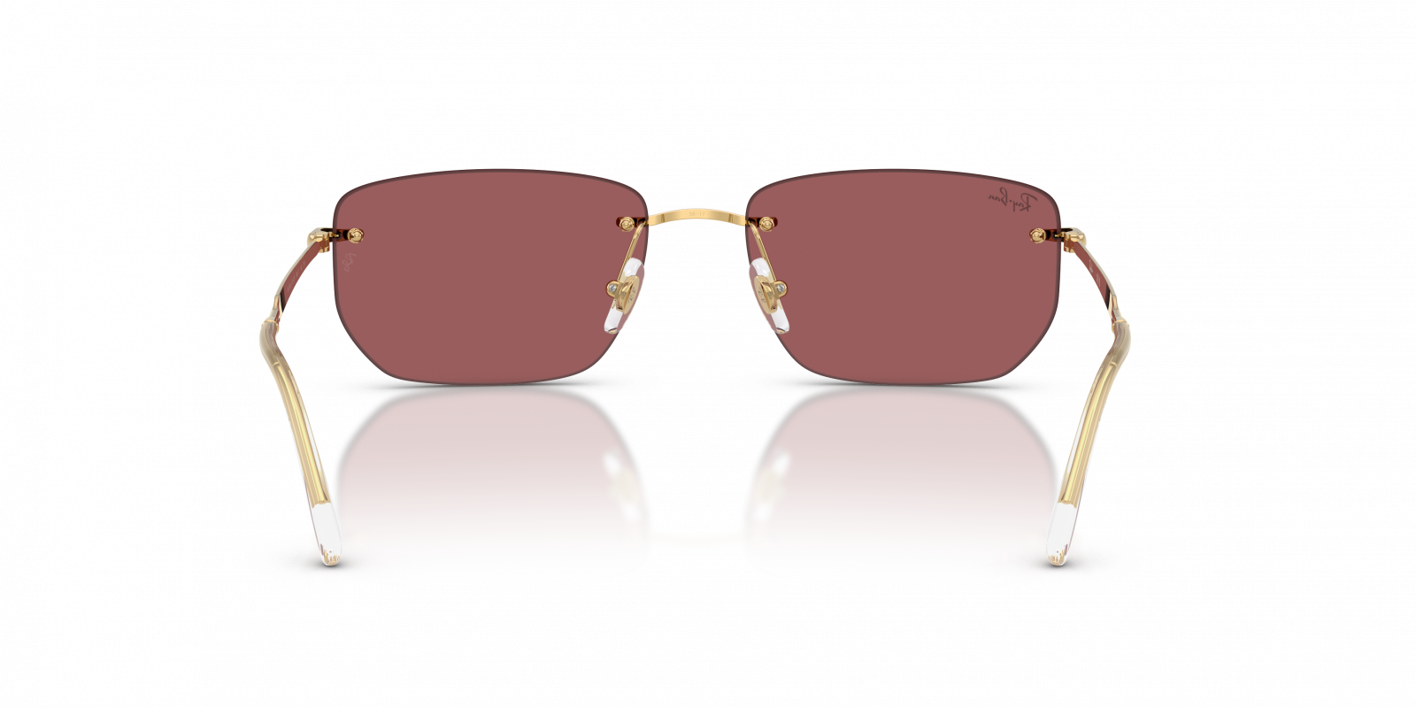 Ray-Ban RB3768 Geometric Sunglasses in Dark Violet Mirror Red/Arista Gold, angle view