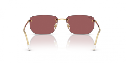 Ray-Ban RB3768 Geometric Sunglasses in Dark Violet Mirror Red/Arista Gold, angle view