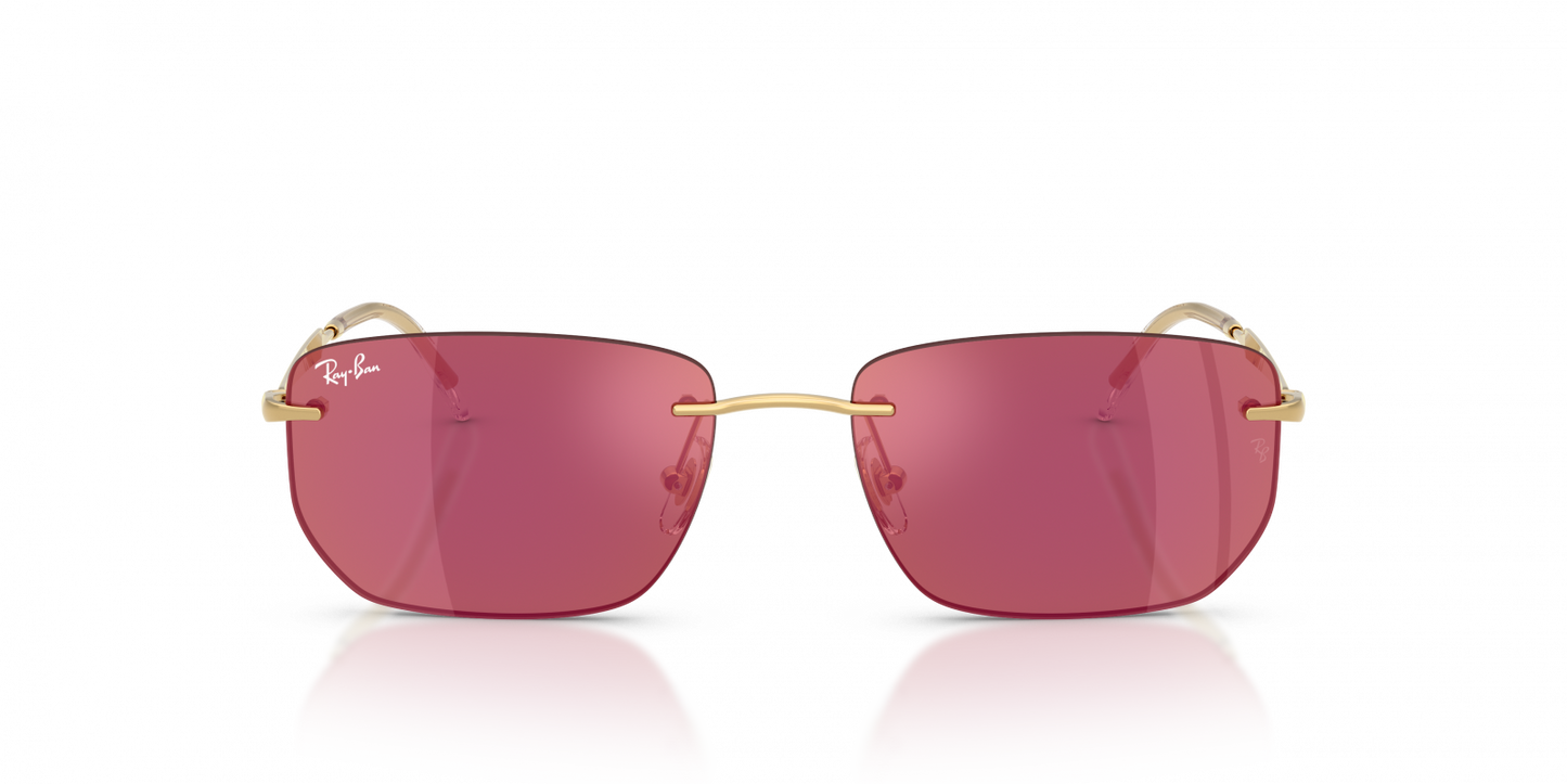 Ray-Ban RB3768 Geometric Sunglasses in Dark Violet Mirror Red/Arista Gold, side view