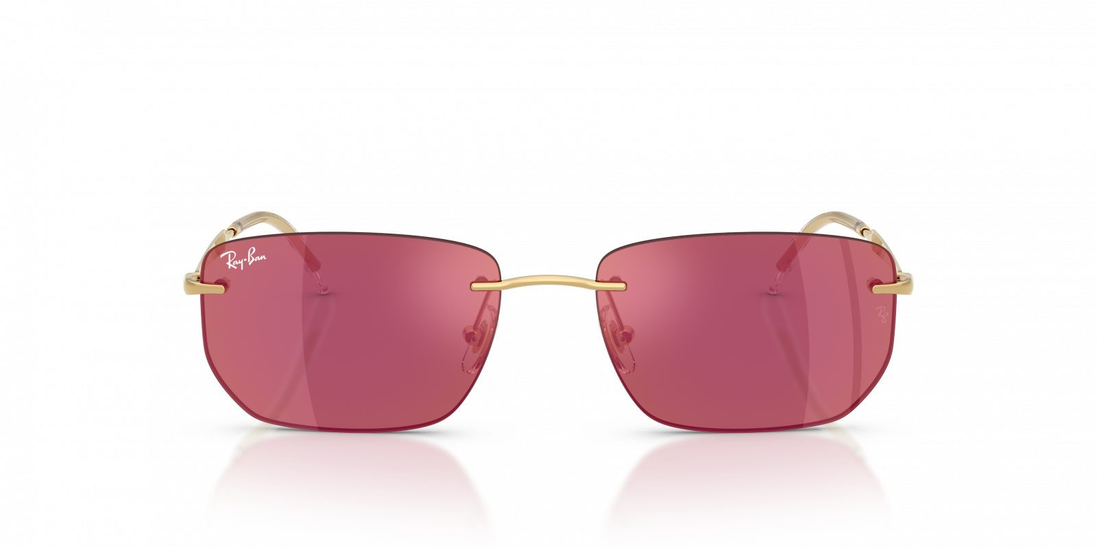 Ray-Ban RB3768 Geometric Sunglasses in Dark Violet Mirror Red/Arista Gold, side view