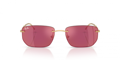 Ray-Ban RB3768 Geometric Sunglasses in Dark Violet Mirror Red/Arista Gold, side view