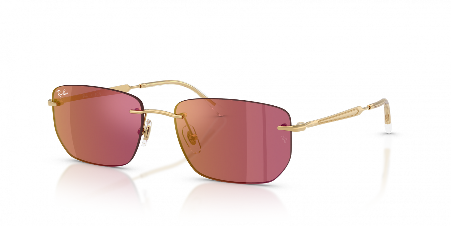 Ray-Ban RB3768 Geometric Sunglasses in Dark Violet Mirror Red/Arista Gold, back view