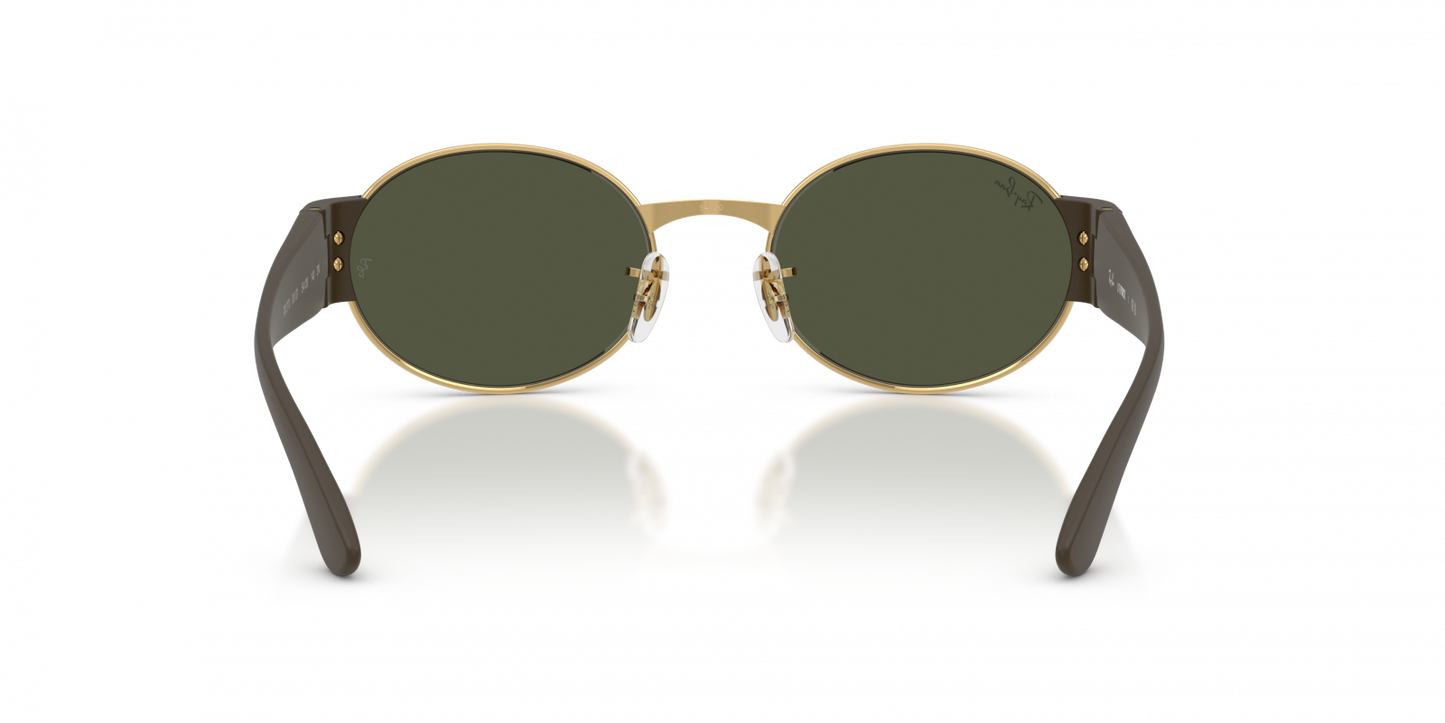 Ray-Ban RB3770 Oval Sunglasses in Green/Gold, angle view