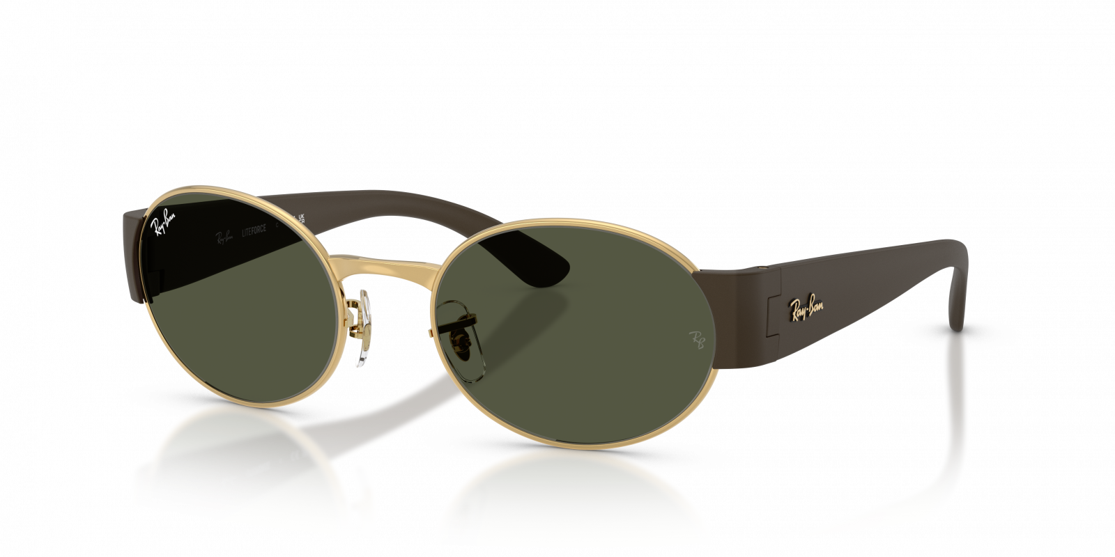 Ray-Ban RB3770 Oval Sunglasses in Green/Gold, back view
