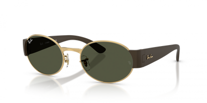 Ray-Ban RB3770 Oval Sunglasses in Green/Gold, back view