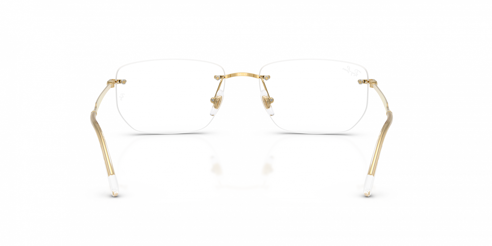 Ray-Ban RX3768V Geometric Eyeglasses in Clear / Gold (Arista), angle view