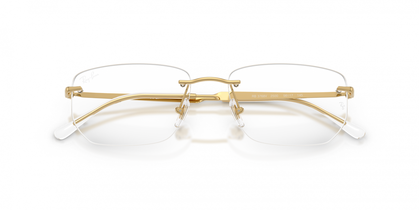 Ray-Ban RX3768V Geometric Eyeglasses in Clear / Gold (Arista), back view