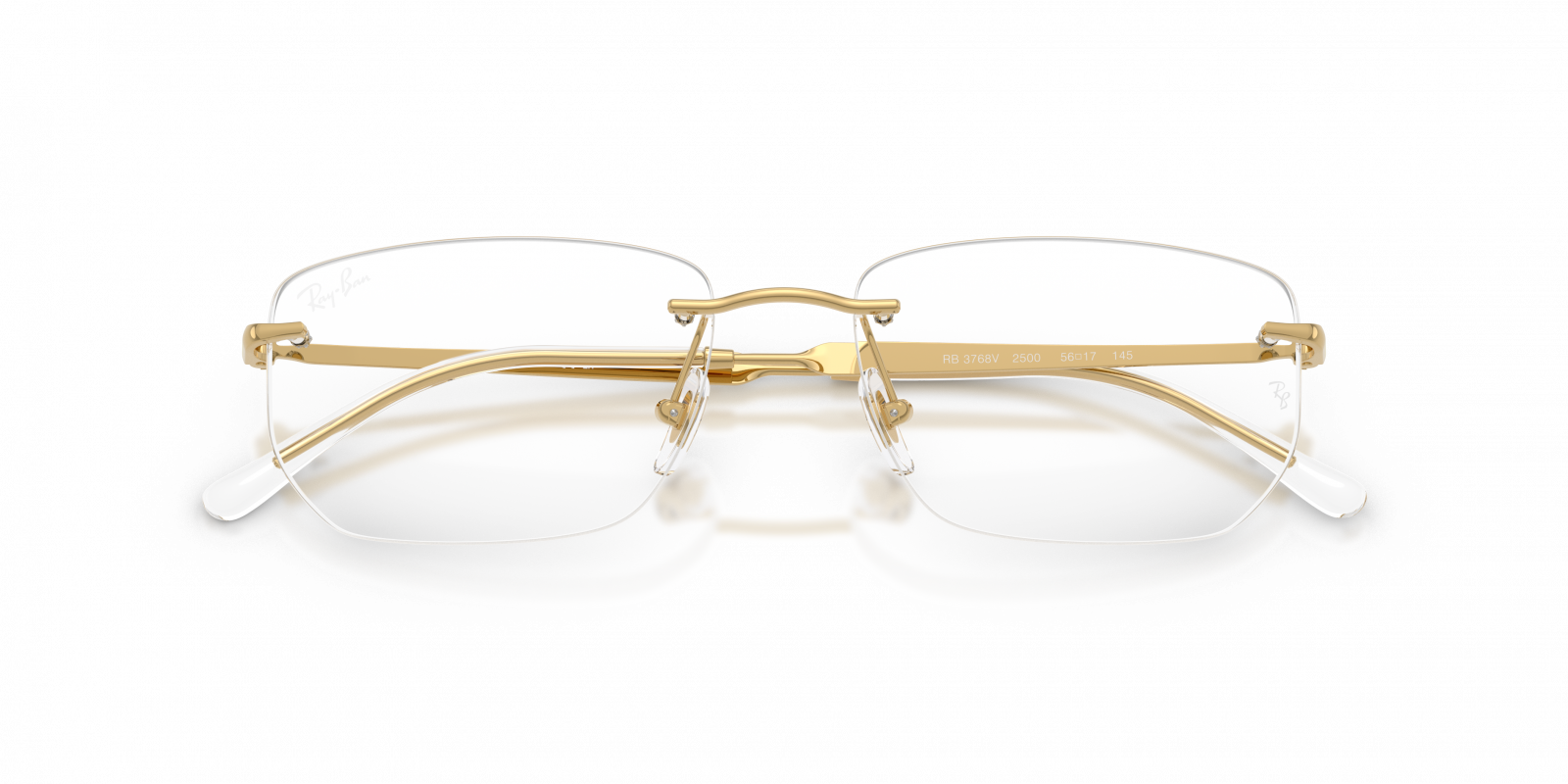 Ray-Ban RX3768V Geometric Eyeglasses in Clear / Gold (Arista), back view