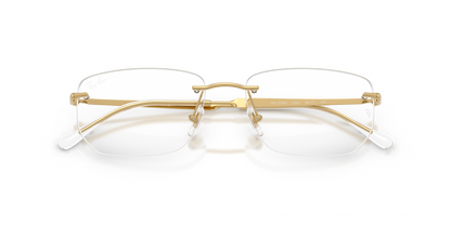 Ray-Ban RX3768V Geometric Eyeglasses in Clear / Gold (Arista), back view