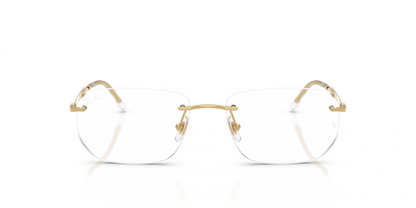 Ray-Ban RX3768V Geometric Eyeglasses in Clear / Gold (Arista), detail view