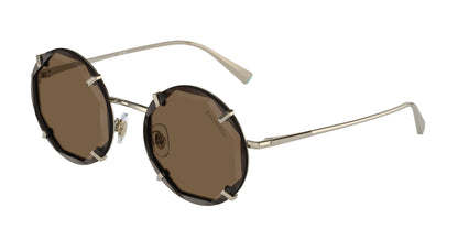 Tiffany & Co. TF3091S Round Sunglasses in Dark Brown / Pale Gold, front view