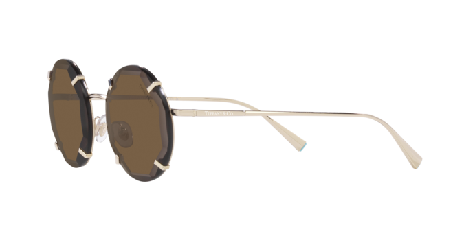 Tiffany & Co. TF3091S Round Sunglasses in Dark Brown / Pale Gold, angle view
