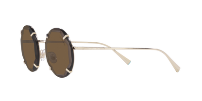 Tiffany & Co. TF3091S Round Sunglasses in Dark Brown / Pale Gold, angle view