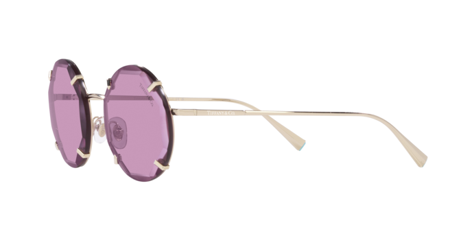 Tiffany & Co. TF3091S Round Sunglasses in Dark Violet / Pale Gold, angle view